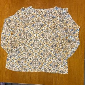 Loft feminine yellow blue & white floral bohemian style top size XL